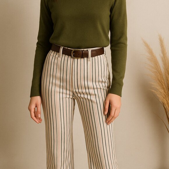 Cabi Striped Wide Leg Jeans Size 4 – Lyocell Cotton Blend Modern Casual - Picture 1 of 8